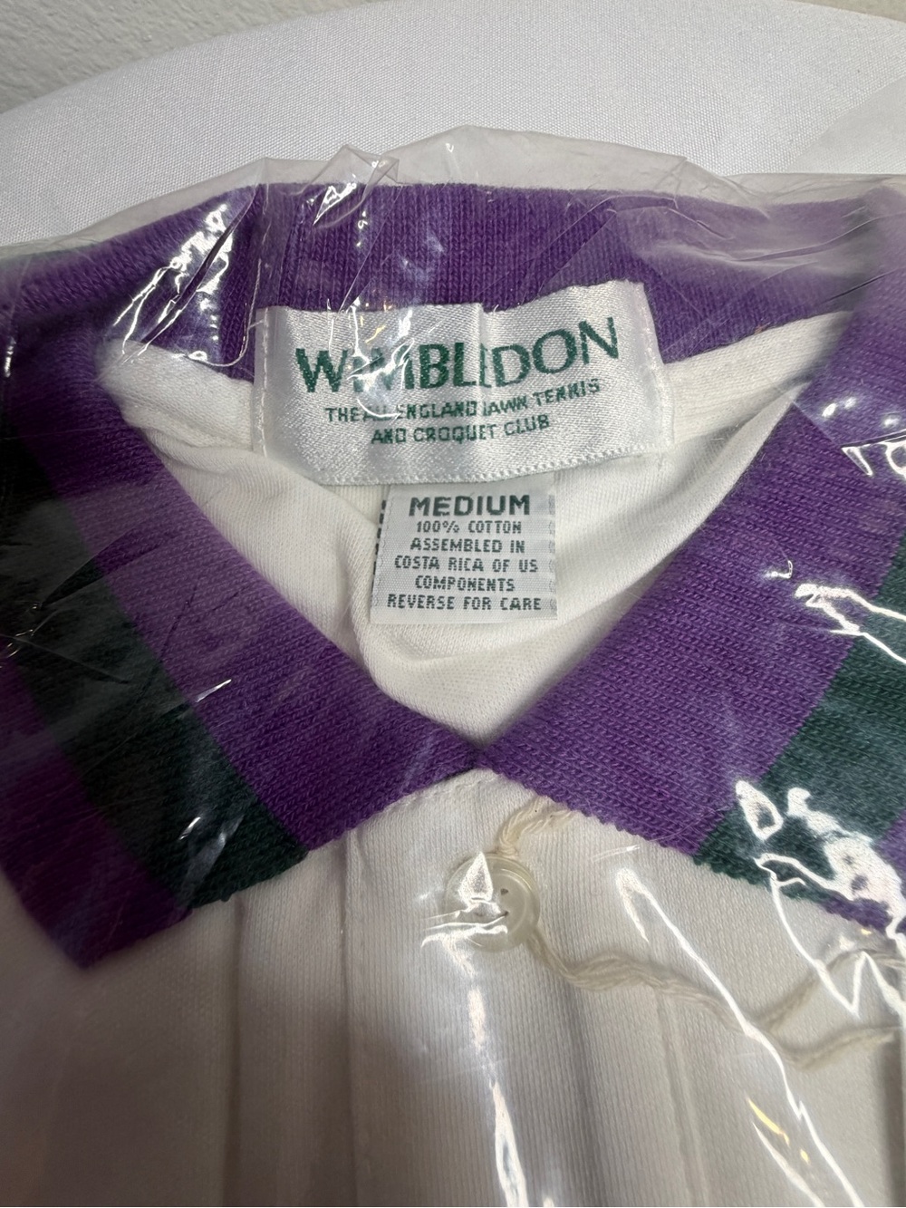 Wimbledon White Polo with Purple & Green Trim - Picture 4 of 4